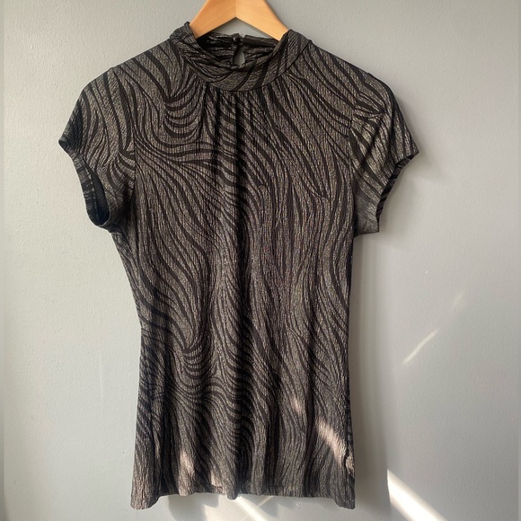 Suzy Shier Tops - Dark Grey Short Sleeve Top